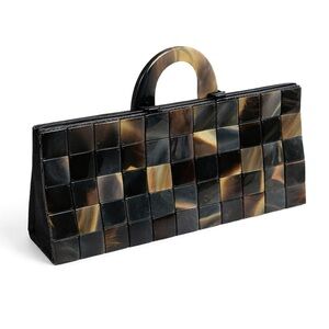 Shiraleah Tortoise Shell Lucite Tile Clutch Purse Retro 60s Style